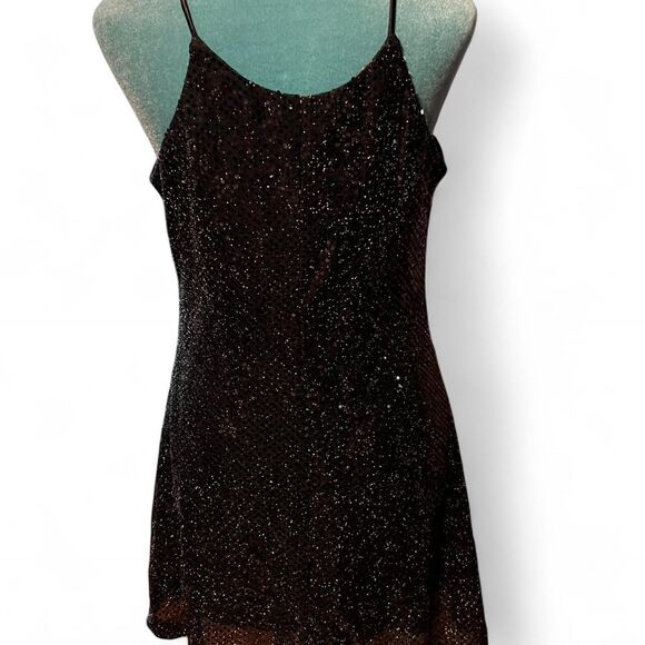 Vintage Women's Betsy & Adam Black Sequin Mini Dress Size Small - Picture 3 of 7